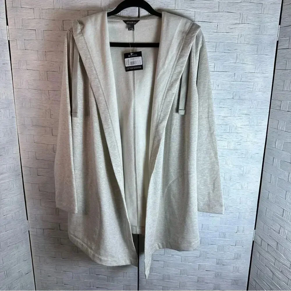 Eddie Bauer Womens Cardigan Hoodie pockets activewear Costal Grandma Cozycore - Picture 3 of 13